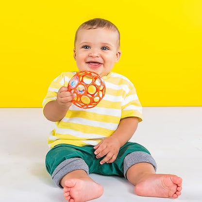 O Ball Bright Starts Rattle - Easy Grasp Toy - Red - 4", Ages Newborn +