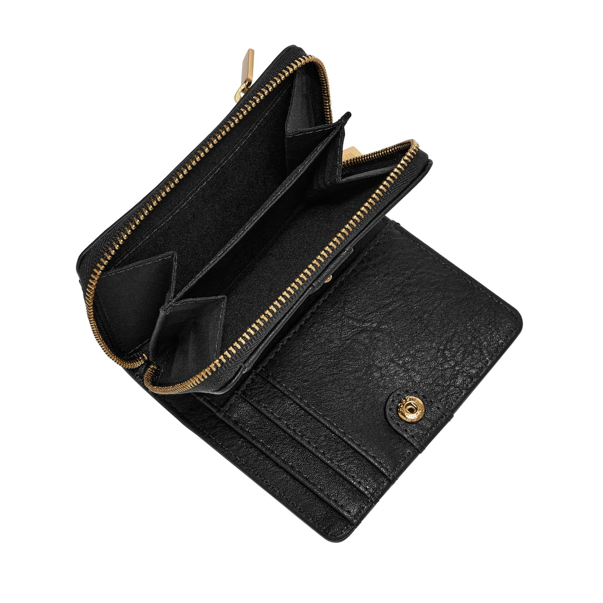 Cartera Rfid Mini Fossil SL7923001 Logan de piel en tono negro para mujer