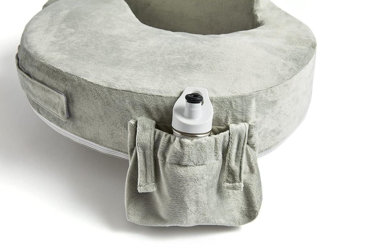 My Brest Friend Super Deluxe Almohada de lactancia - Platino | Almohada ergonómica para lactancia materna para el máximo apoyo ajustable para mamá y bebé, respaldo mejorado con práctico