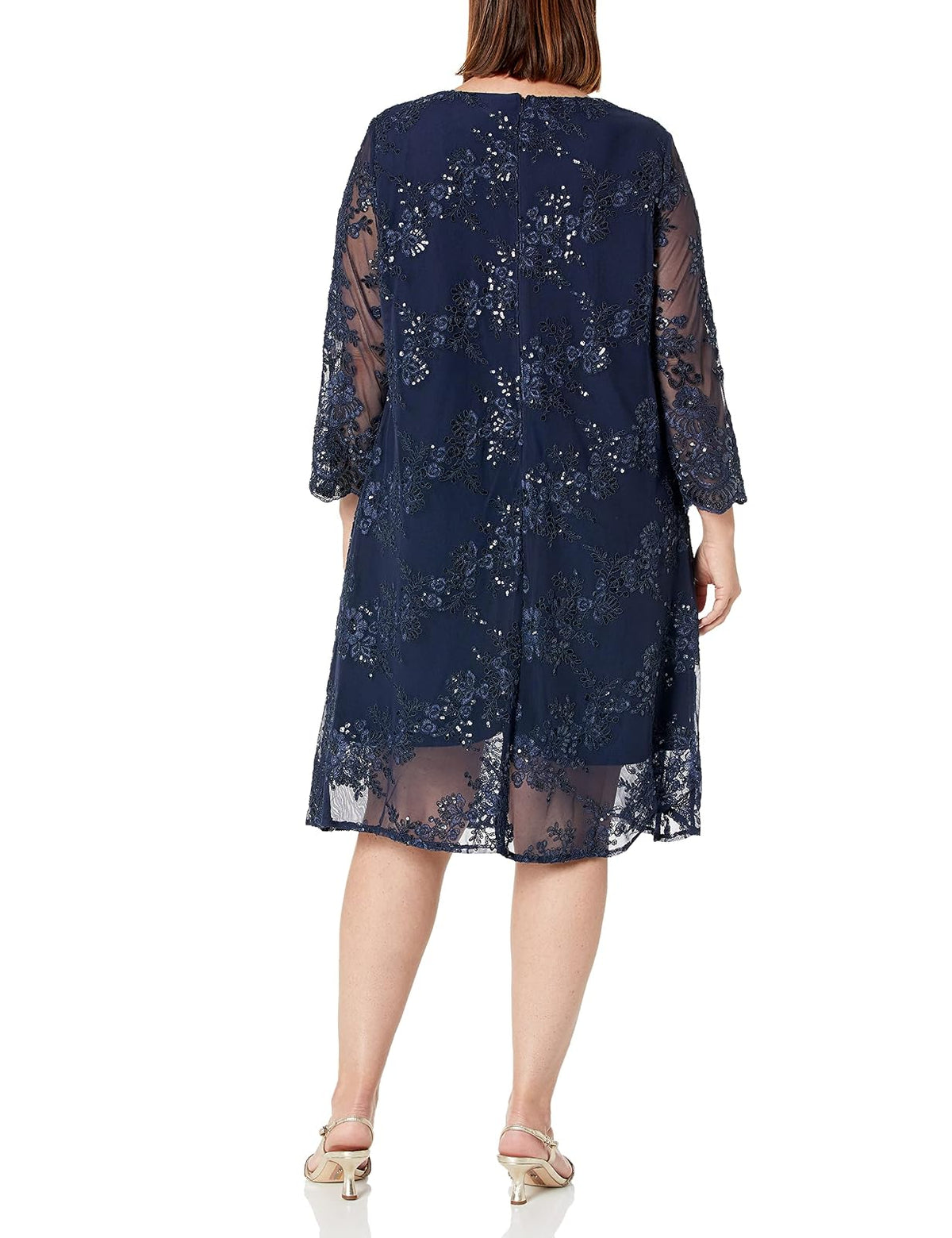 Alex Evenings Vestido Midi con Cuello Redondo y Chamarra (Petite y Regular) Vestido para ocasión Especial para Mujer