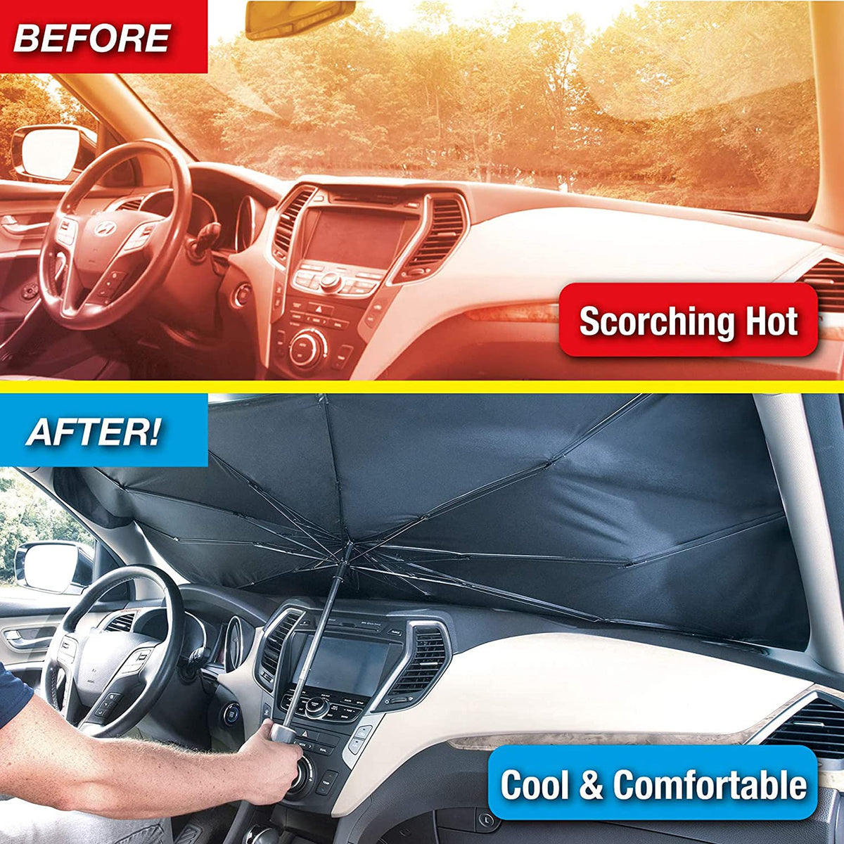 Ontel Brella Shield - Parasol para Parabrisas de Arctic Air, diseño Compacto Que se Abre como un Paraguas y se Adapta a Automóviles, Camiones y SUV, tamaño único (31 x 57), como se ve en la televisión