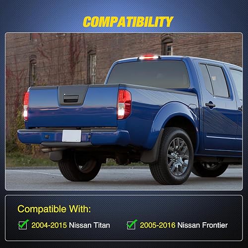 Nilight Tercera Luz de Freno LED Lente Ahumada para Nissan Titan 2004-2015 y Frontier 2005-2016 NA933