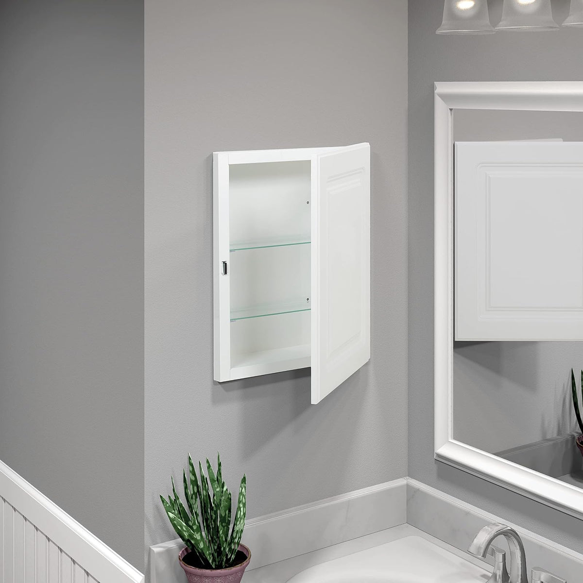 American Pride clóset de Medicina para Puerta de Panel Elevado, 16 x 20 Pulgadas, Cuerpo de Acero, Blanco