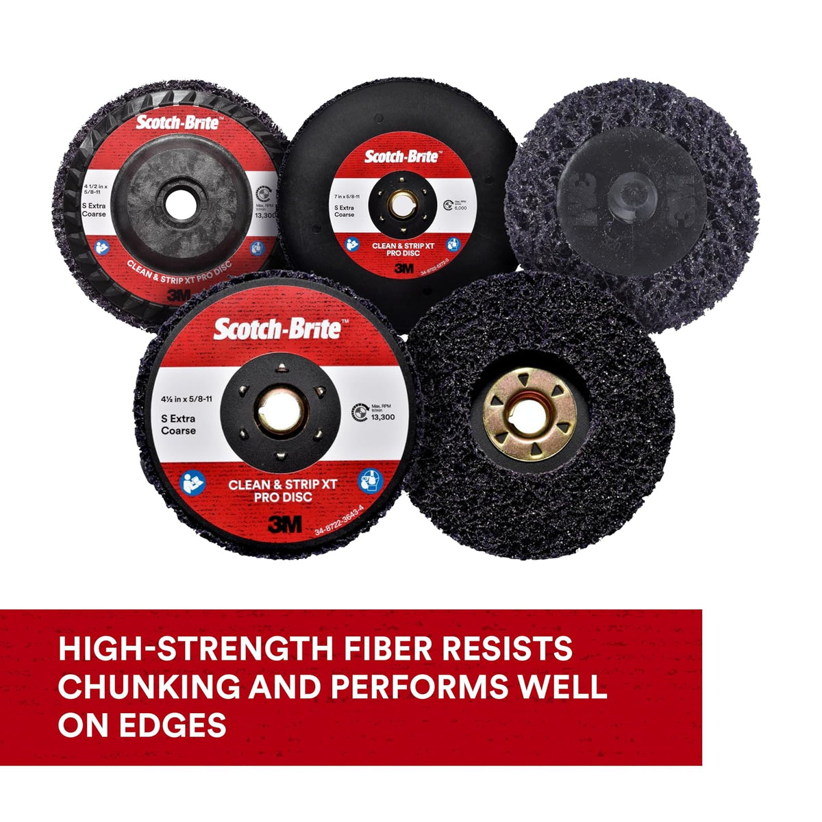 3M Scotch-Brite Clean and Strip XT Pro Disc, XO-DC, SiC extra grueso, T27, 4-1/2 pulgadas x 5/8"-11, carburo de silicio corta agresivamente y deja un acabado fino, resiste la carga, morado