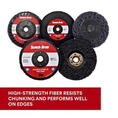 3M Scotch-Brite Clean and Strip XT Pro Disc, XO-DC, SiC extra grueso, T27, 4-1/2 pulgadas x 5/8"-11, carburo de silicio corta agresivamente y deja un acabado fino, resiste la carga, morado