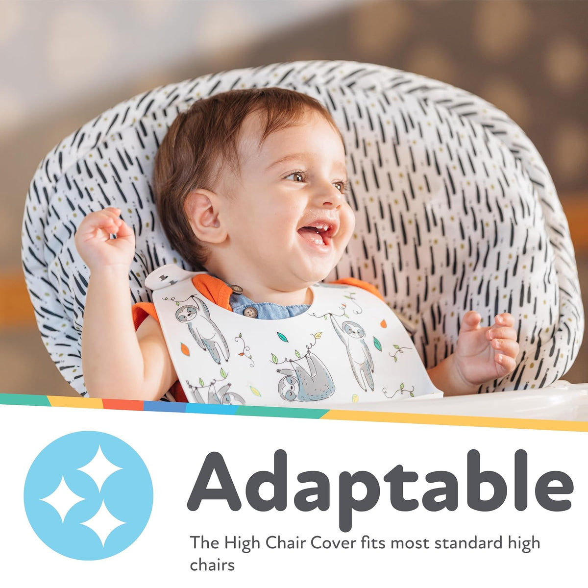 Nuby Baby - Funda para silla alta - Protege de derrames y migas - Resistente al agua para una fácil limpieza - Estampado de pinceladas
