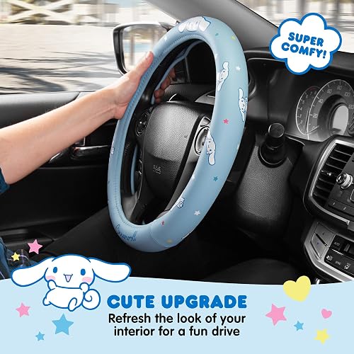 Carbella Sanrio Cinnamoroll Funda para Volante de Auto Ajuste Universal 14.5-15.5 in, Azul