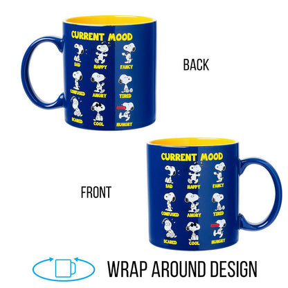 Silver Buffalo Peanuts Snoopy Moods Taza de cerámica de 20 onzas