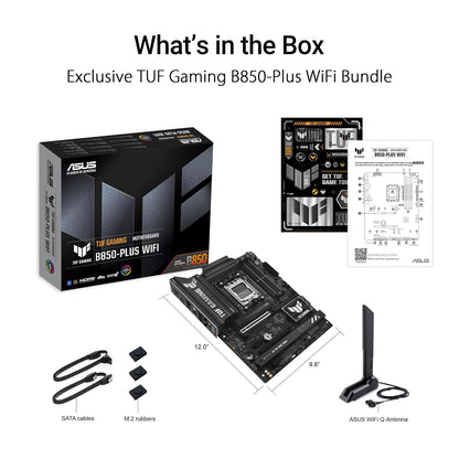 ASUS TUF Gaming B850-PLUS WiFi Tarjeta Madre AMD WiFi 7 para PC Gamer FPS | ATX, AMD AM5, PCIe 5.0 x16, VRM 14+2+1 (80A), 3 ranuras M.2 (1 PCIe 5.0), WiFi 7, LAN 2.5Gb, USB-C 20Gbps, DDR5 8000+ (OC)