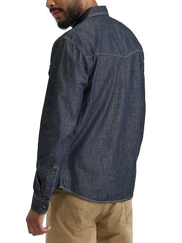 Wrangler Camisa icónica de Mezclilla de Ajuste Regular Camisa Abotonada para Hombre