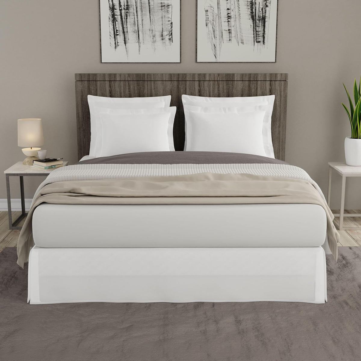 Today’s Home Contemporary Tailored Bed Skirt, Microfiber, 14" Drop Length, Queen, White