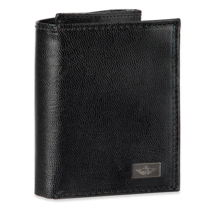 Dockers - portafolios triple para hombre de capacidad extra delgada, con múltiples ranuras para tarjetas y ventana de identificación, Negro verdadero, Talla única, portafolios triple de perfil delgado