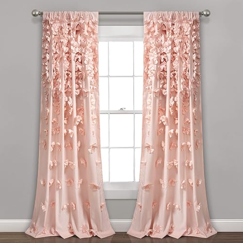 Lush Decor Riley - Panel de Cortina de Ventana filtrante de luz, Individual, 54 Pulgadas de Ancho x 95 Pulgadas de Largo, Color Rosa, Bonitas Cortinas para recámara, decoración de Lazo, Cortinas