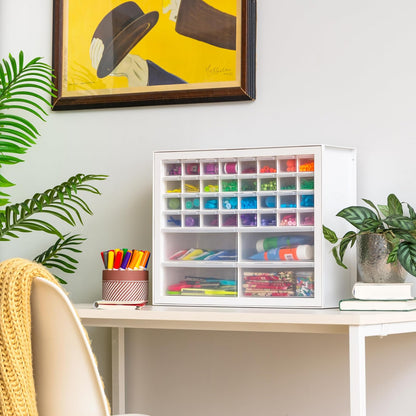 IRIS USA Organizador de Tornillos, Gabinete de 36 Cajones, Almacenamiento de Cajones de Plástico para Manualidades, Piezas Pequeñas, Tuercas y Herramientas, Pasatiempos de Arte de Scrapbook - Blanco