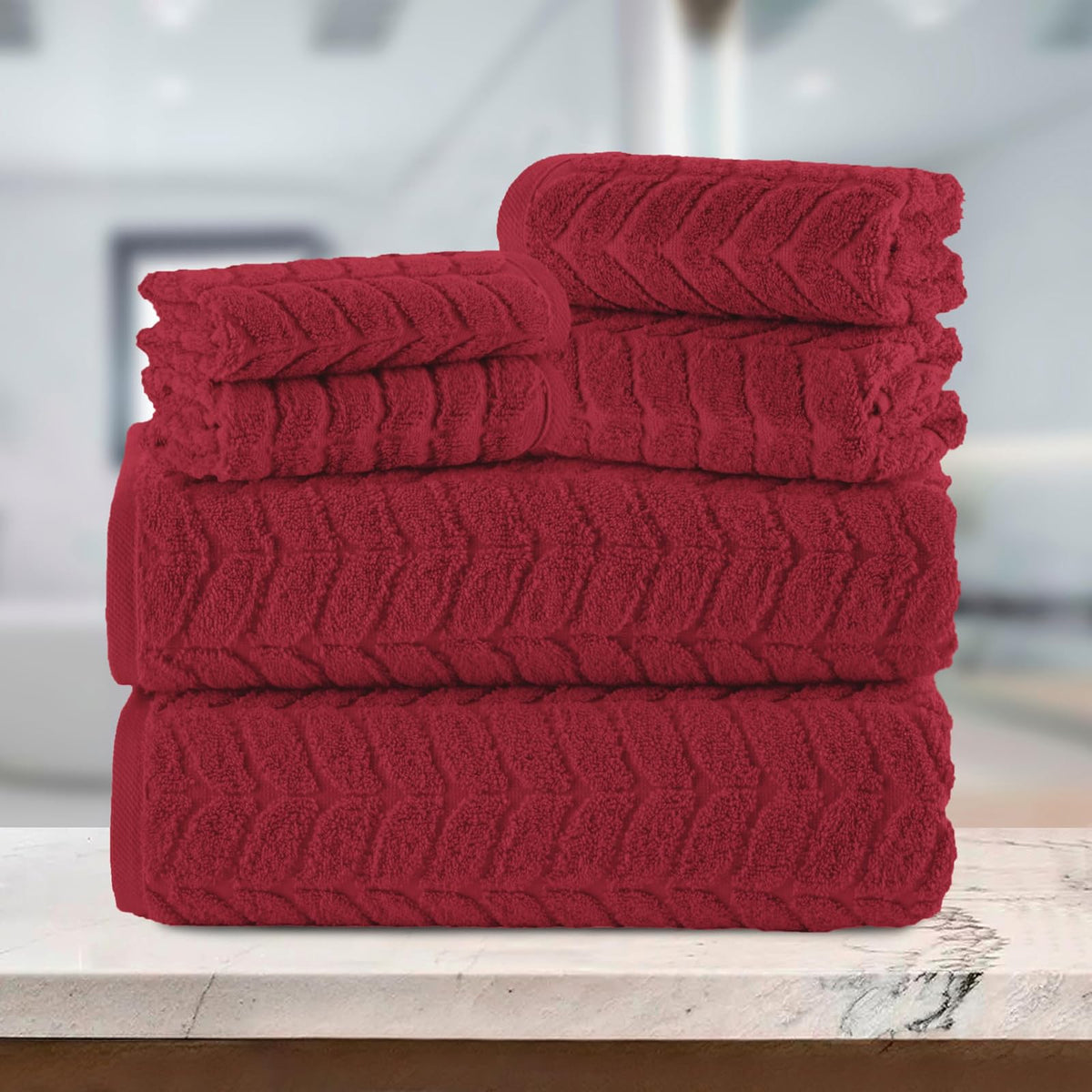 Elegant Comfort - Juego de Toallas de Lujo de 6 Piezas, 100% algodón Turco, Tela Jacquard, Texturizado, de Alta Calidad, Suave y Absorbente, Incluye 2 Toallas de baño, 2 Toallas de Mano y 2 Toallas,