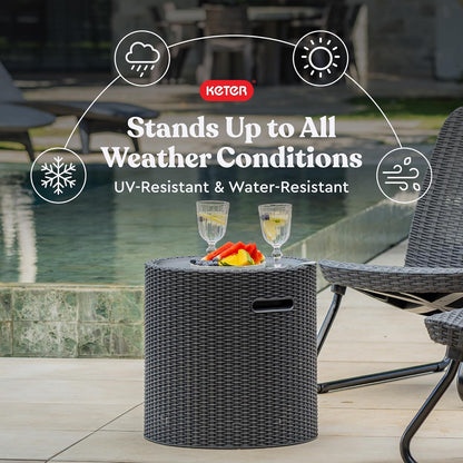 Keter Cool Side Table Cooler 3 in 1 Outdoor Patio Table and Ice Chest Storage, Ideal Hot Tub Table, Decor and Outdoor Patio Bar, Portable Bar