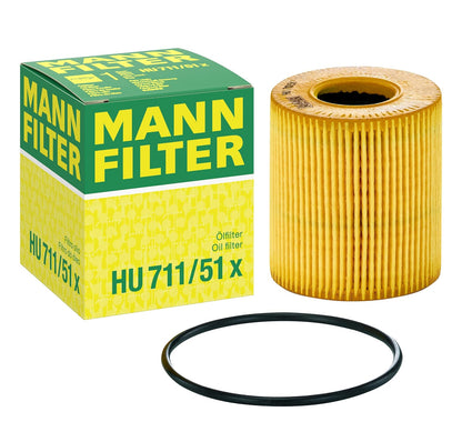 MANN-FILTER Cartridge Oil Filter HU 711/51 x | Para automóviles, alto rendimiento de filtración, protección óptima del motor, junta de alta calidad, tecnología original OE