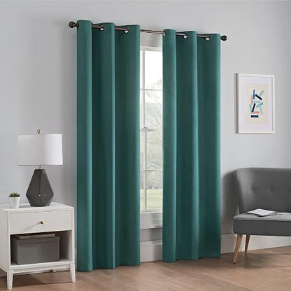 Eclipse Cortina térmica Opaca de Microfibra con Ojales para Ventana de recámara (1 Panel), 42 x 63 Pulgadas, Pavo Real