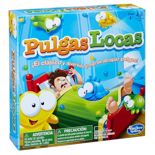 Hasbro Gaming Pulgas Locas - Juego de Mesa con 1 Tablero, 36 Piezas de Colores y 3 Pinzas para 2 o 3 Jugadores a Partir de 4 años