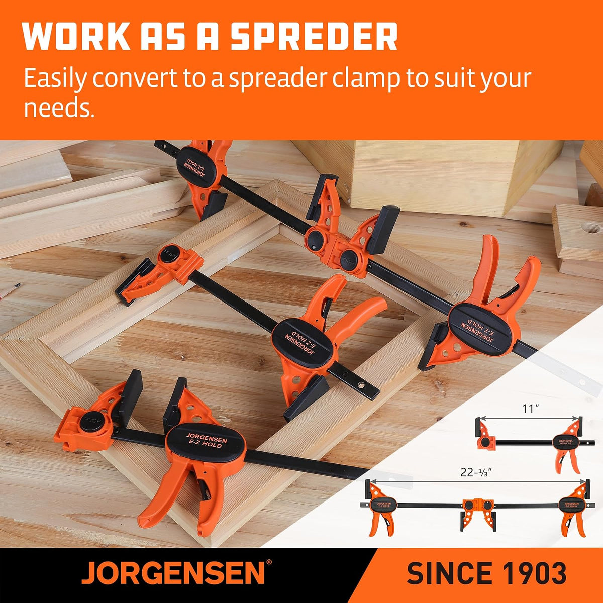Jorgensen 99216A juego de abrazaderas de barra de 6 pulgadas, 4 unidades, con una sola mano, sujeción E-Z