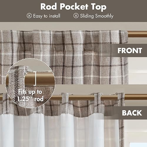 Madison Park Anaheim Cabin Plaid Curtain Window, Thermal Insulated Fleece Lining, Living Room Decor Light Blocking Drape for Bedroom, 1-Single Panel Pack, 50" x 84", Rod Pocket, Brown