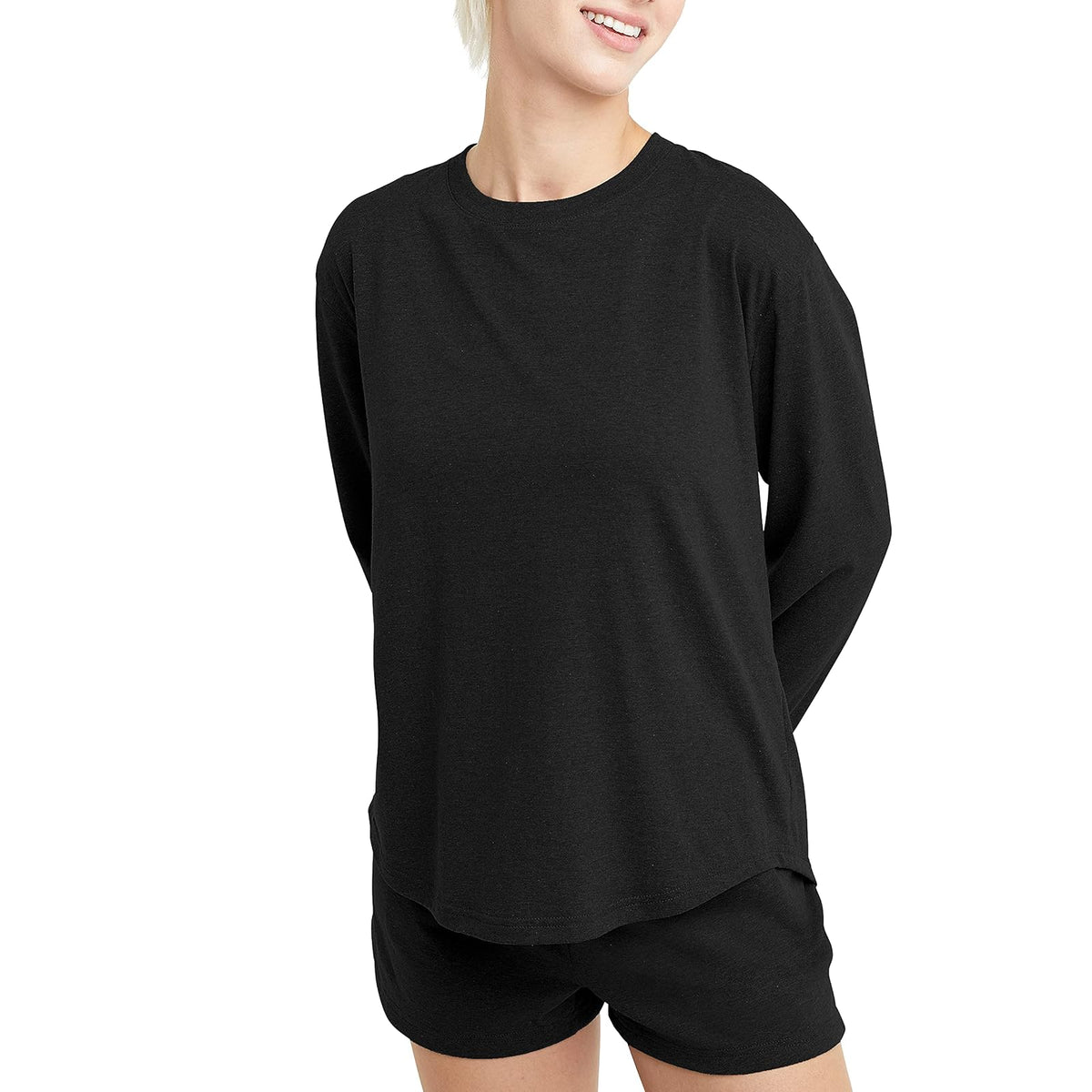 Hanes Originals Triblend playera relajada de manga larga para mujer - Negro - - XL
