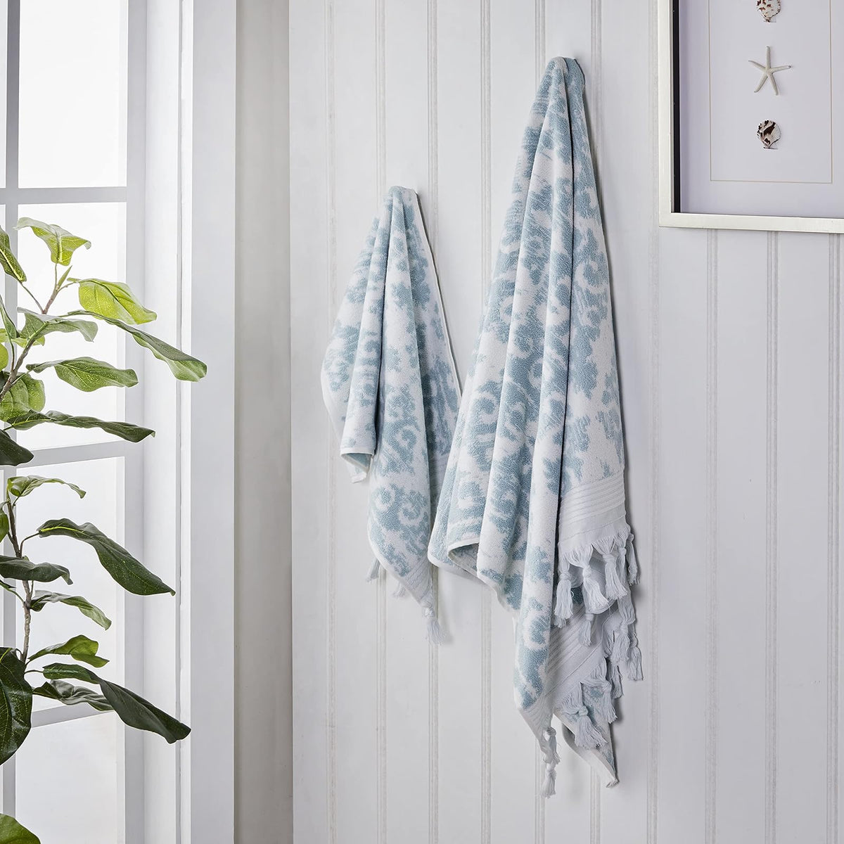 SKL Home Mirage - Flecos, Toallas de Mano, Aqua, Juego de 2, Agua (Aqua), Hand Towel Set, 1