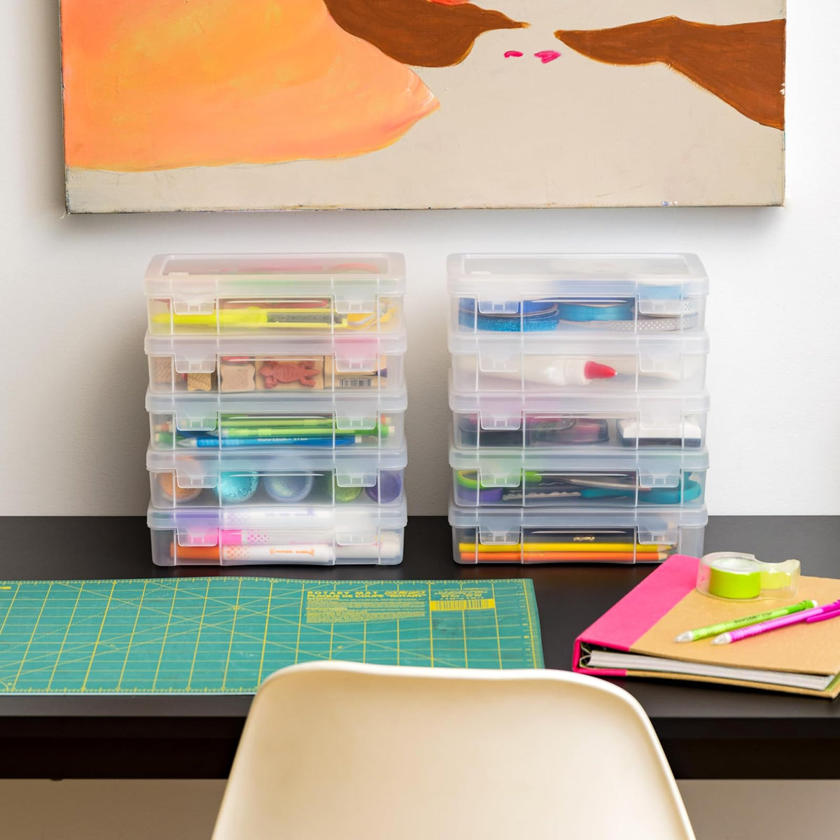 IRIS USA Organizadores de Cajas Plásticas Medianas, 10 Piezas, Claras | Contenedores para cuentas con tapa de broche, ideales para manualidades, recortes, calcomanías y porristas
