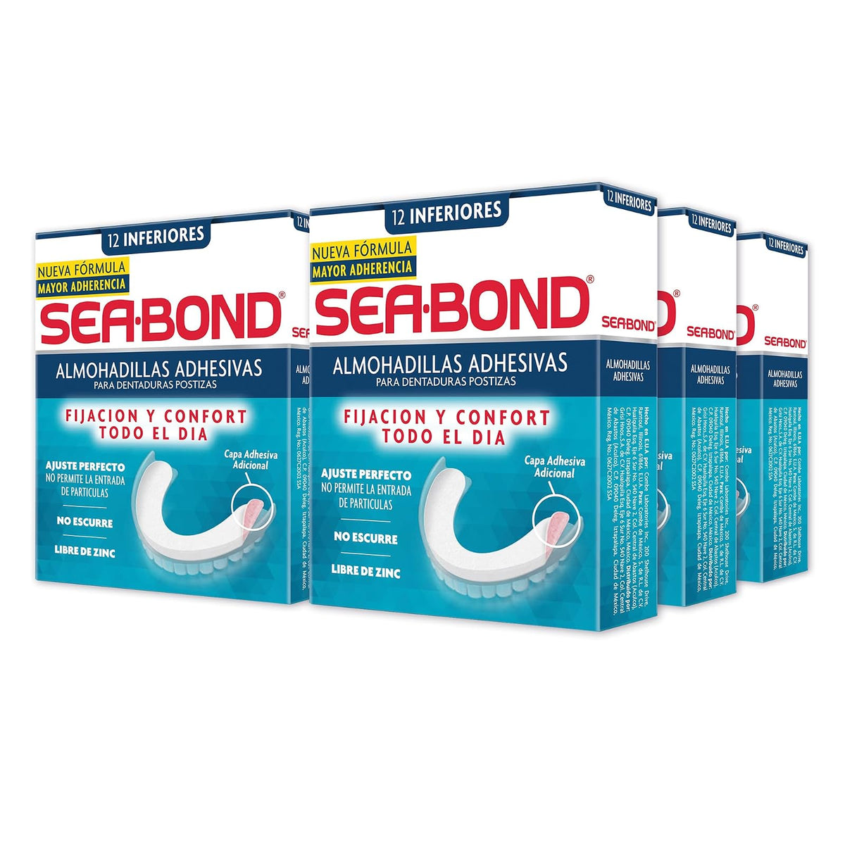 Sea-Bond Kit Almohadilla Adhesiva para Dentaduras Postizas Inferiores, 6 pack 12 Piezas Cada una