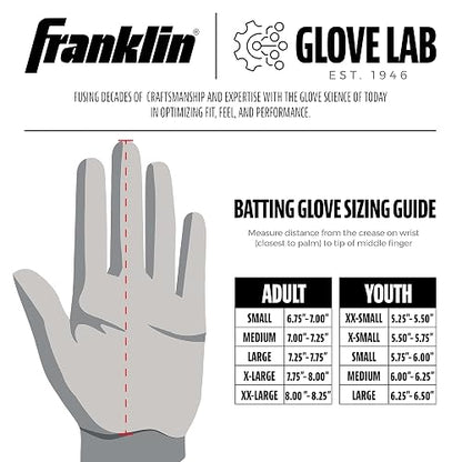 Franklin Sports MLB Béisbol Guantes de Bateo 2nd-Skinz™ con Tecnología Digital, Tallas para Jóvenes y Adultos, Negros y Blancos