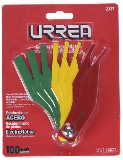 Urrea Herramientas 2337 Calibrador de Balatas Métrico de 8 Hojas Codificadas por Color