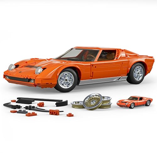 Mattel Brick Shop Hot Wheels, Juguete De Construcción, Premium Lamborghini Premium Lamborghini Miura P400 SV Armable, para Coleccionistas y 10+ Años