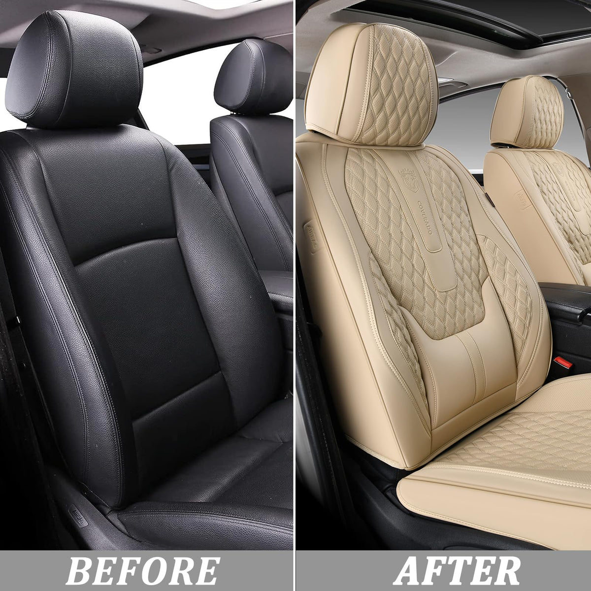 Coverado Front Seat Cover, Funda de Asiento de Automóvil Nappa Piel para Automóviles Funda de Asiento para Automóviles