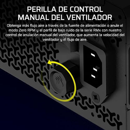 Corsair RM1000x Fuente de Alimentación ATX Totalmente Modular de Bajo Ruido – Compatible con ATX 3.1 – Compatible con PCIe 5.1 – Eficiencia Cybenetics Gold – Conector 12V–2x6 Nativo – Negro