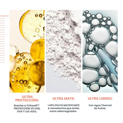 Avene Ultra Fluid Protector Solar Facial Oil Control FPS50 Piel Grasa, 50ml | Oil Control Invisible, efecto mate 14h, -45% brillo, ultra fluida, 50 ml