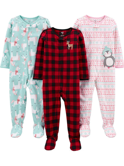 Simple Joys by Carter's Paquete de 3 Pijamas Holgados de Forro Polar Resistentes al Fuego Dormir para bebés y niños pequeños para Bebé-Niñas