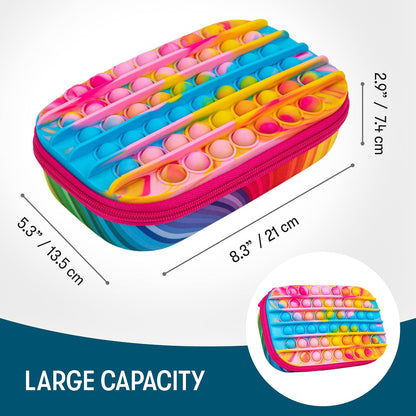 ZIPIT POP - Caja de lápices para niñas, juguete para la ansiedad, estuche sensorial de silicona para presionar, estuche para lápices de gran capacidad (arco iris)