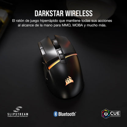Corsair DARKSTAR Ratón Inalámbrico RGB Para Juegos MMO - 26.000 PPP - 15 Botones Programables - Batería Hasta 80 Horas - Compatible con iCUE - PC, PS5, PS4, Xbox - Negro