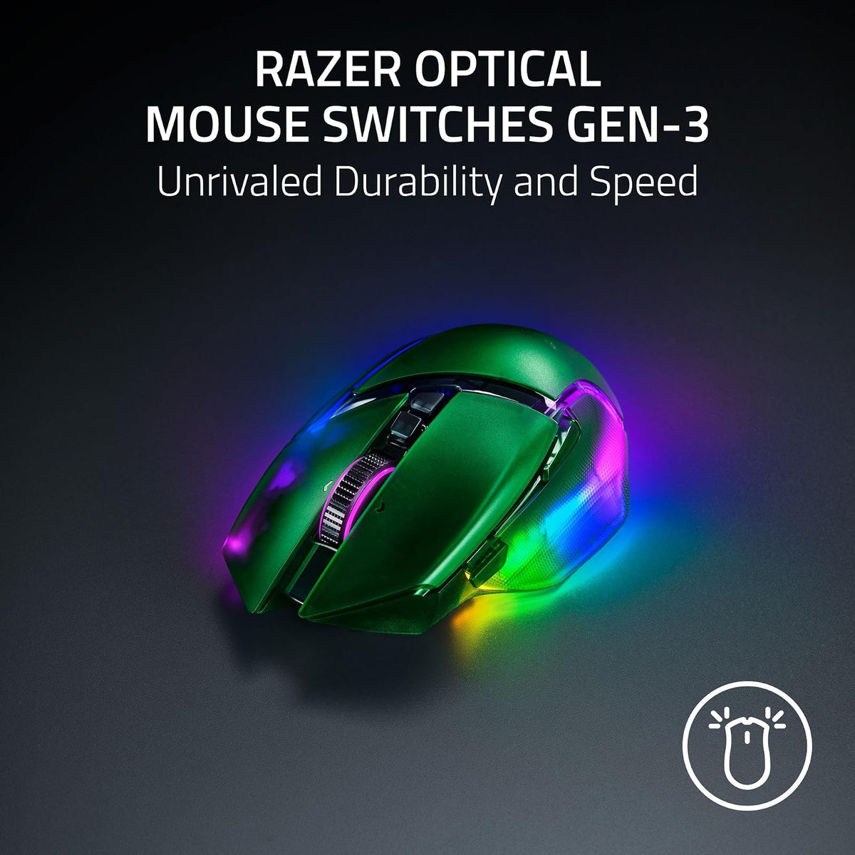 Razer Basilisk V3 Pro 35K Wireless Gaming Mouse: HyperScroll Tilt Wheel - 35K dpi Optical Sensor Gen 2-13 Customizable Controls - RGB - Optical Switches Gen 3 - Up to 140 HR Battery - Phantom Green