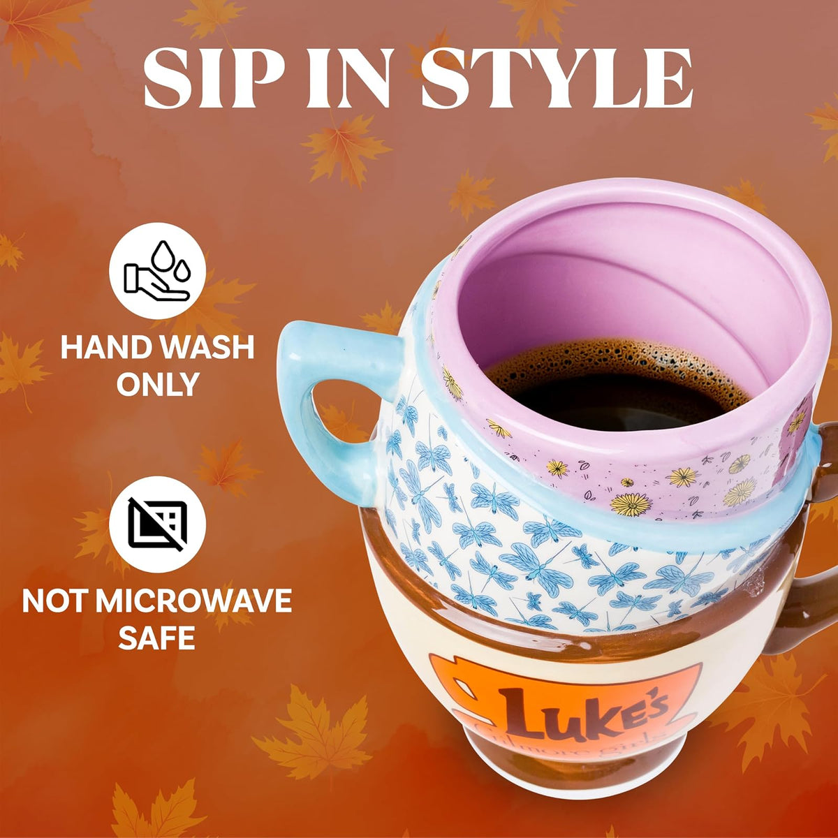 Silver Buffalo Gilmore Girls Destinations - Taza esculpida 3D de cerámica apilada