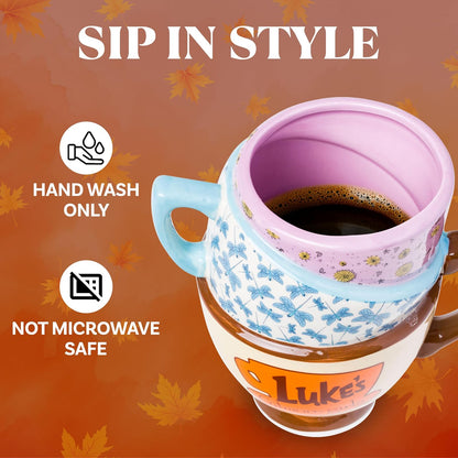 Silver Buffalo Gilmore Girls Destinations - Taza esculpida 3D de cerámica apilada