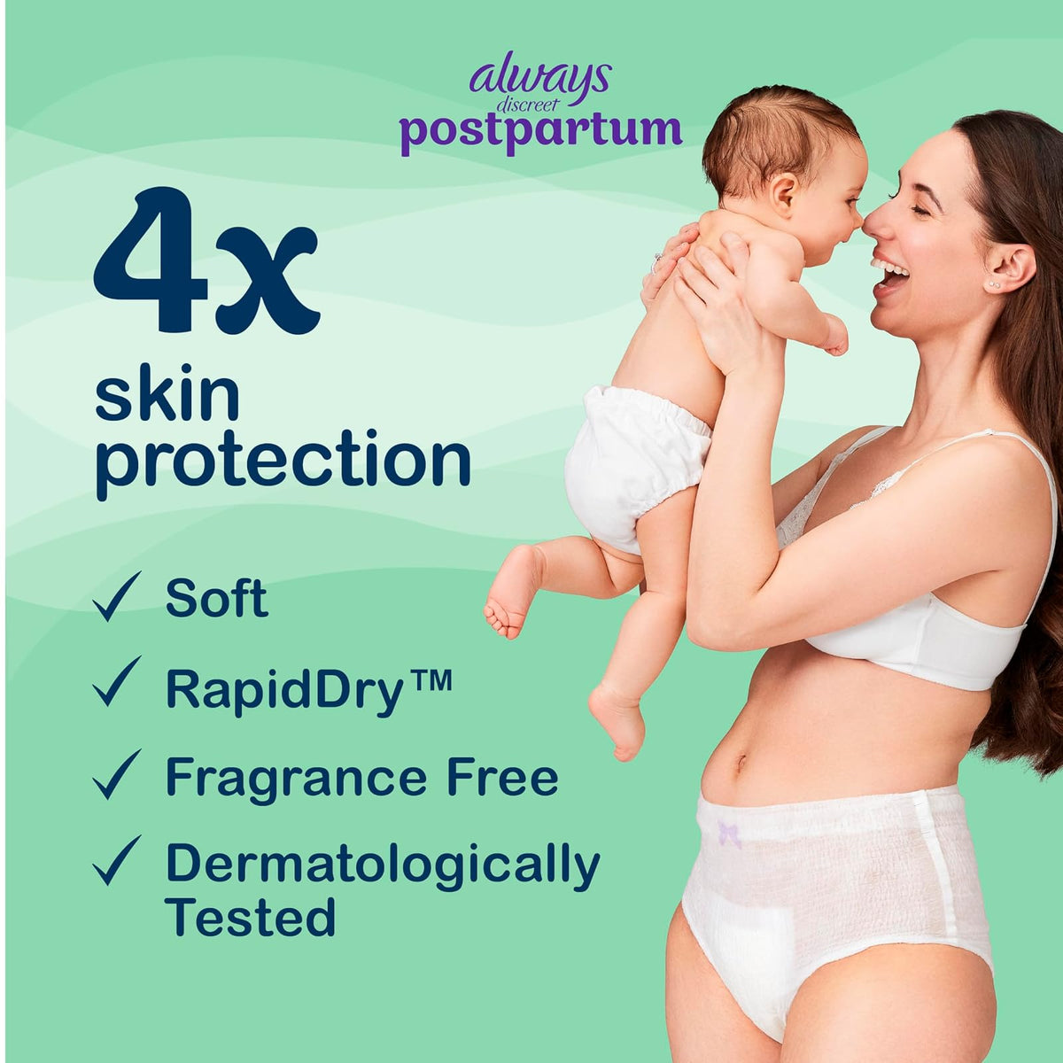 Always Discreet - Ropa interior para incontinencia posparto y adultos para mujer, talla L, máxima protección, 14 CT