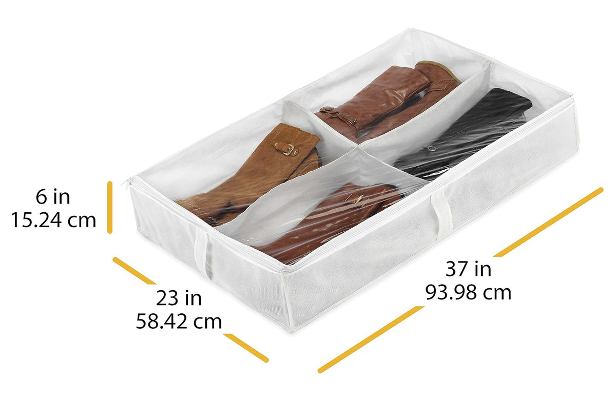 Whitmor Bolsa para botas debajo de la cama, 4 secciones, color blanco
