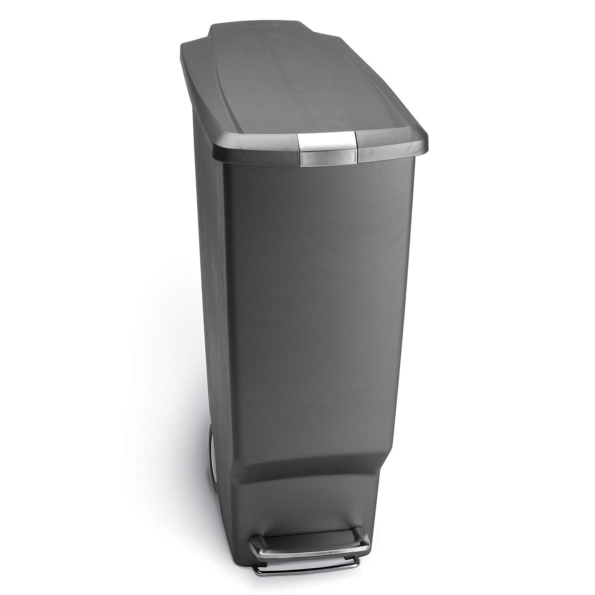 simplehuman, bote de basura estrecho con pedal, plástico gris, 40 L - Gris