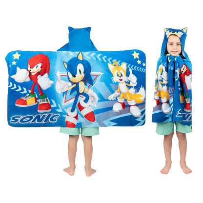 Franco Sonic The Hedgehog, Anime, baño/Piscina/Playa, Toalla de Rizo de algodón Suave con Capucha, 24 x 50 Pulgadas, Kids - Sonic el erizo - 24 in x 50 in