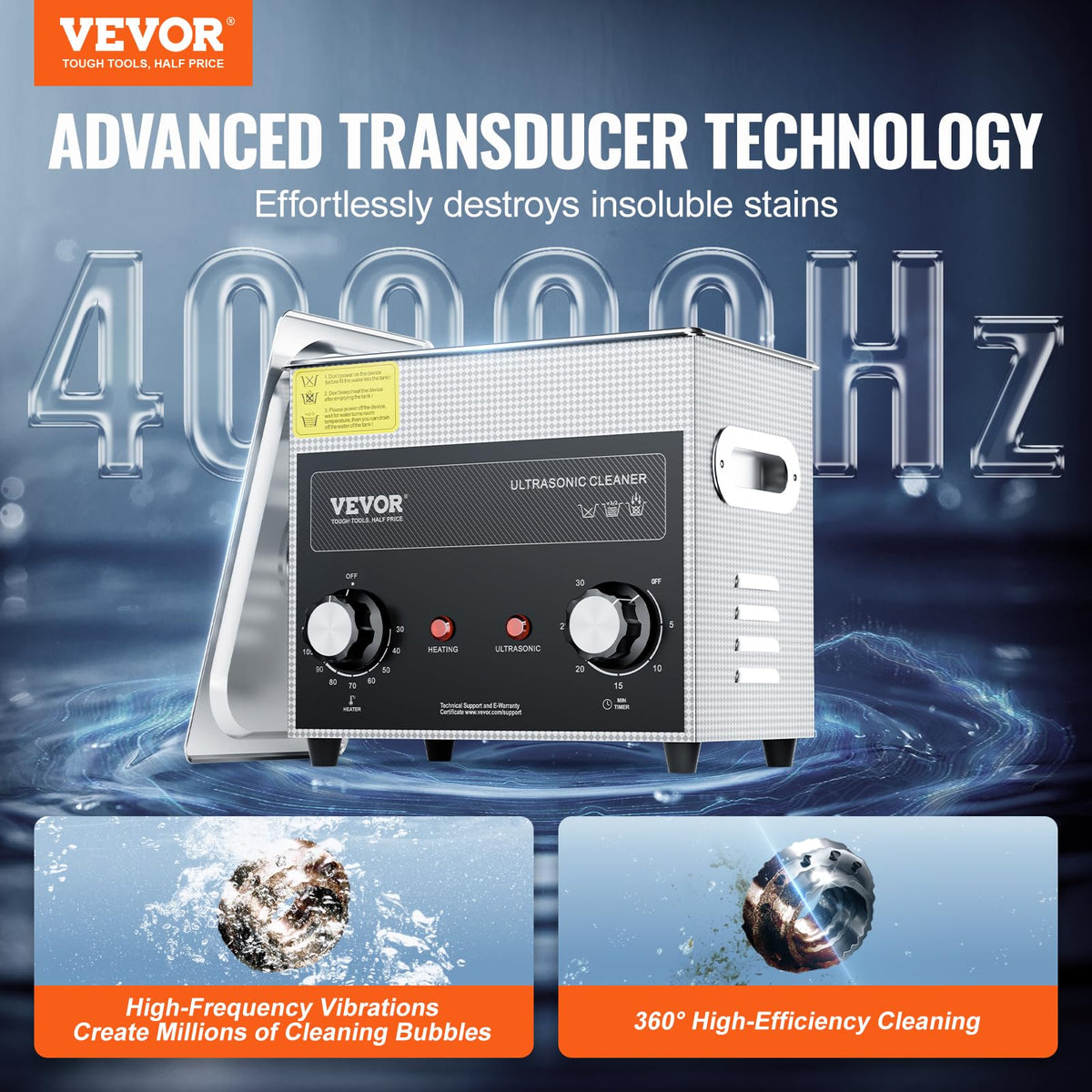 VEVOR - Limpiador ultrasónico de 3 litros con temporizador de calentador y cesta, máquina de cavitación sónica digital profesional, máquina de limpieza de 120 W para instrumentos de reloj, anteojos,