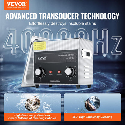 VEVOR - Limpiador ultrasónico de 3 litros con temporizador de calentador y cesta, máquina de cavitación sónica digital profesional, máquina de limpieza de 120 W para instrumentos de reloj, anteojos,