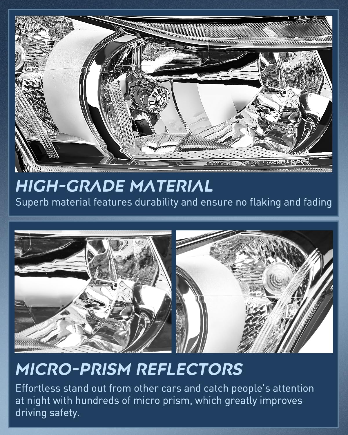 Nilight NA651 Conjunto de Faros Delanteros para Chevy Cruze 2011-2016, Carcasa Cromada, Reflector Transparente