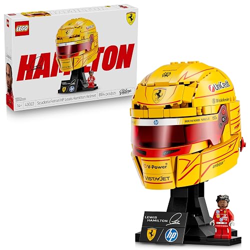 Lego Editions Scuderia Ferrari HP: Casco de Lewis Hamilton – Decoración Deportiva y Artículo de Colección de F1 – Set para Construir y Exhibir – Casco Lego y Minifigura – 43022