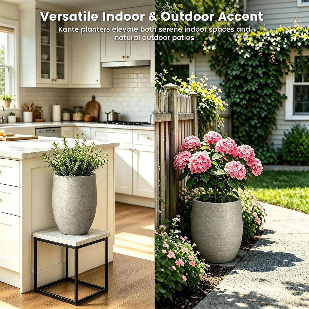 Kante Maceta de hormigón de 11.8 Pulgadas de Alto, Maceta Grande para Interiores y Exteriores con Drenaje, Acabado de hormigón Desgastado Suave con Interior Pintado, Ideal para Porche, hogar, jardín